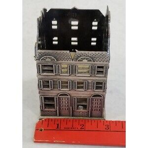 Pewter Victorian House Candle Holder Home For The Holidays Collectable VTG